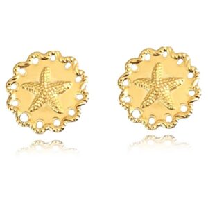 Brinco  Estrela Do Mar Trabalhado Folheado Em Ouro 18k