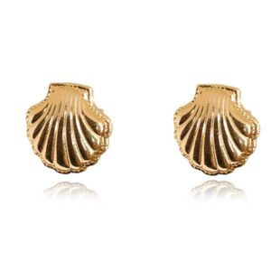 Brinco De Concha Folheado Em Ouro 18k