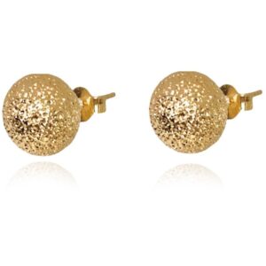 Brinco De Bola Trabalhada Folheada Em Ouro 18k