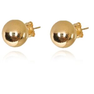 Brinco De Bola Lisa Folheada Em Ouro 18k