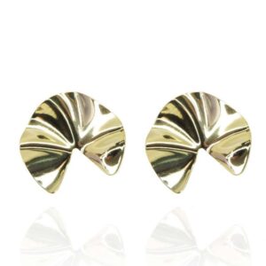 Brinco Com Efeito Ondulado Folheado Em Ouro 18k