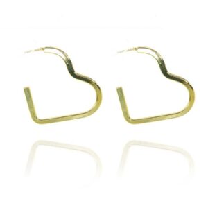 Brinco Argola De Coração Em Chapa Folheado A Ouro 18k