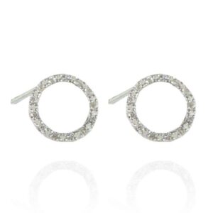 Brinco De Círculo Trabalhado Com Zircônias Em Prata 925
