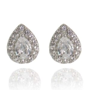 Brinco Gota Com Zircônias Em Prata 925