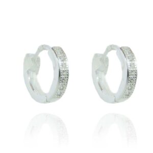 Brinco Argolinha De Círculo Trabalhada Com Zircônia Em Prata 925