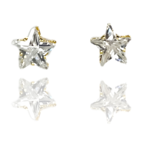 Brinco Estrela Grande Com Zircônia Folheado Em Ouro 18k