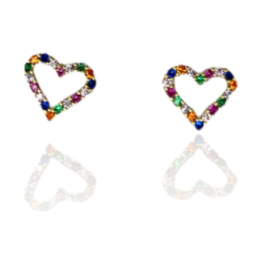 Brinco Coração Pequeno Com Zircônias Em Ouro 18k