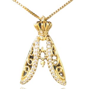 Colar Nossa Senhora Com Zircônias Brancas Folheado Em Ouro 18k