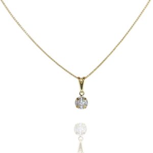 Colar Pingente Ponto De Luz Folheado A Ouro 18k