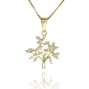 Colar Pingente árvore Da Vida Com Zircônias Brancas Folheado A Ouro 18k