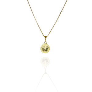 Colar Pingente Reticulado Com Pé Folheado Em Ouro 18k