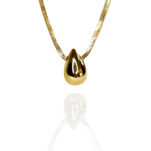 Colar Fita Com Gota Abaulada Folheado Em Ouro 18k