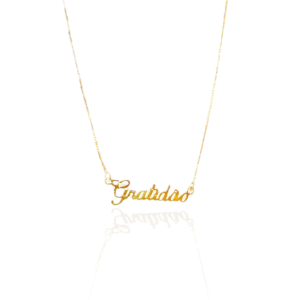 Colar Gratidão Folheado Em Ouro 18k