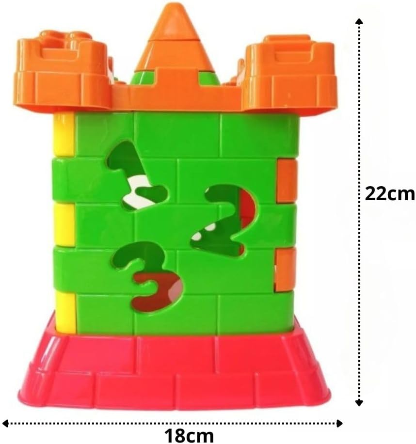 Castelo Didático Educativo Infantil com Peças de Encaixe Letras Números e Formas Coloridas para Montar e Desmontar - Imagem 2