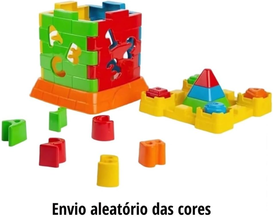 Castelo Didático Educativo Infantil com Peças de Encaixe Letras Números e Formas Coloridas para Montar e Desmontar - Imagem 4