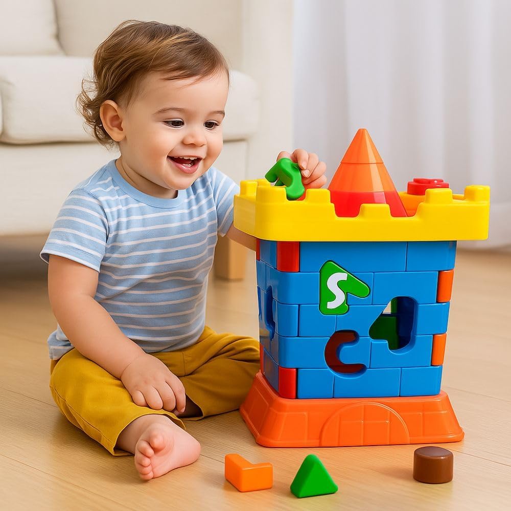 Castelo Didático Educativo Infantil com Peças de Encaixe Letras Números e Formas Coloridas para Montar e Desmontar - Imagem 6