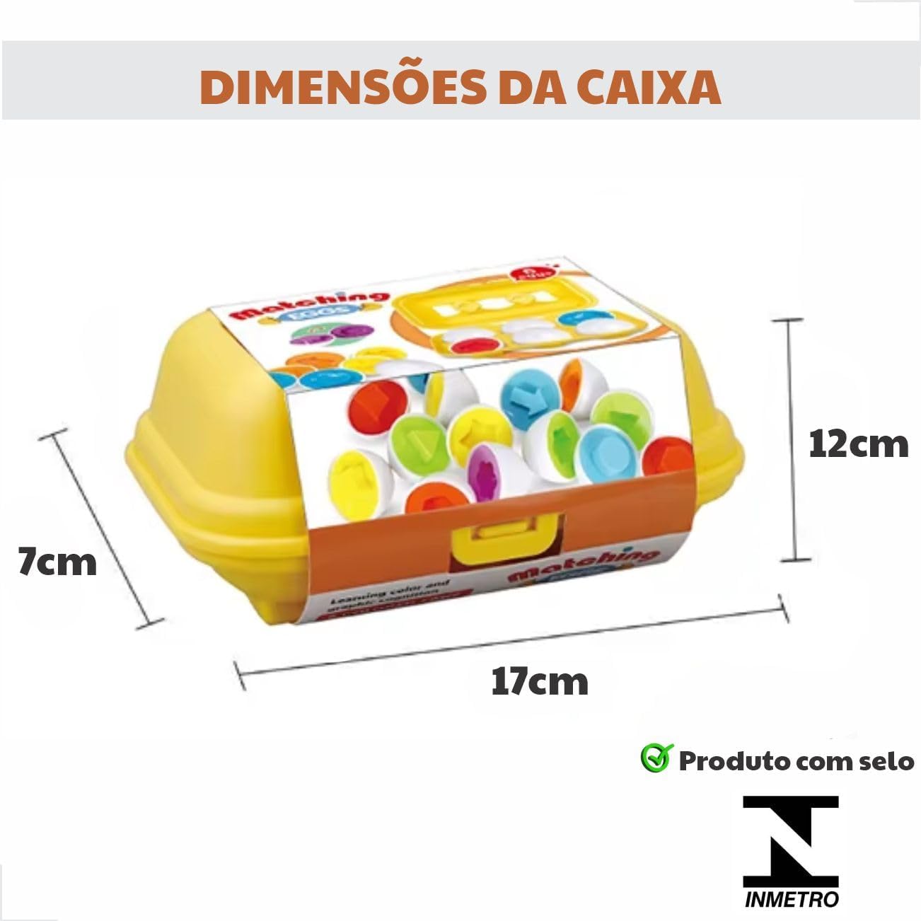 Brinquedo Educativo Divertido Montessori Infantil Caixa de Ovos De Encaixar Formas Geométricas e Cores (Caixa com 6 unidades) - Imagem 3