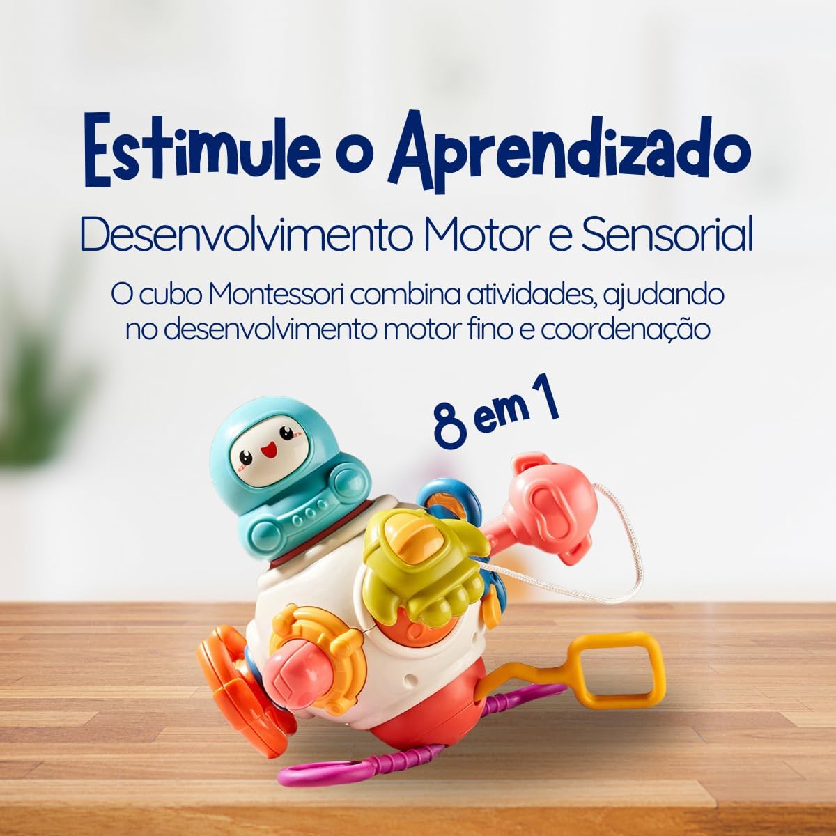 Brinquedo Sensorial Bebe Infantil Montessori Kidino Cubo De Atividades Educativo 8 em 1 - Imagem 2