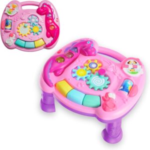 Mesinha de Atividades Infantil Interativa Didática Musical e Luzes Educativa Divertida (Rosa)