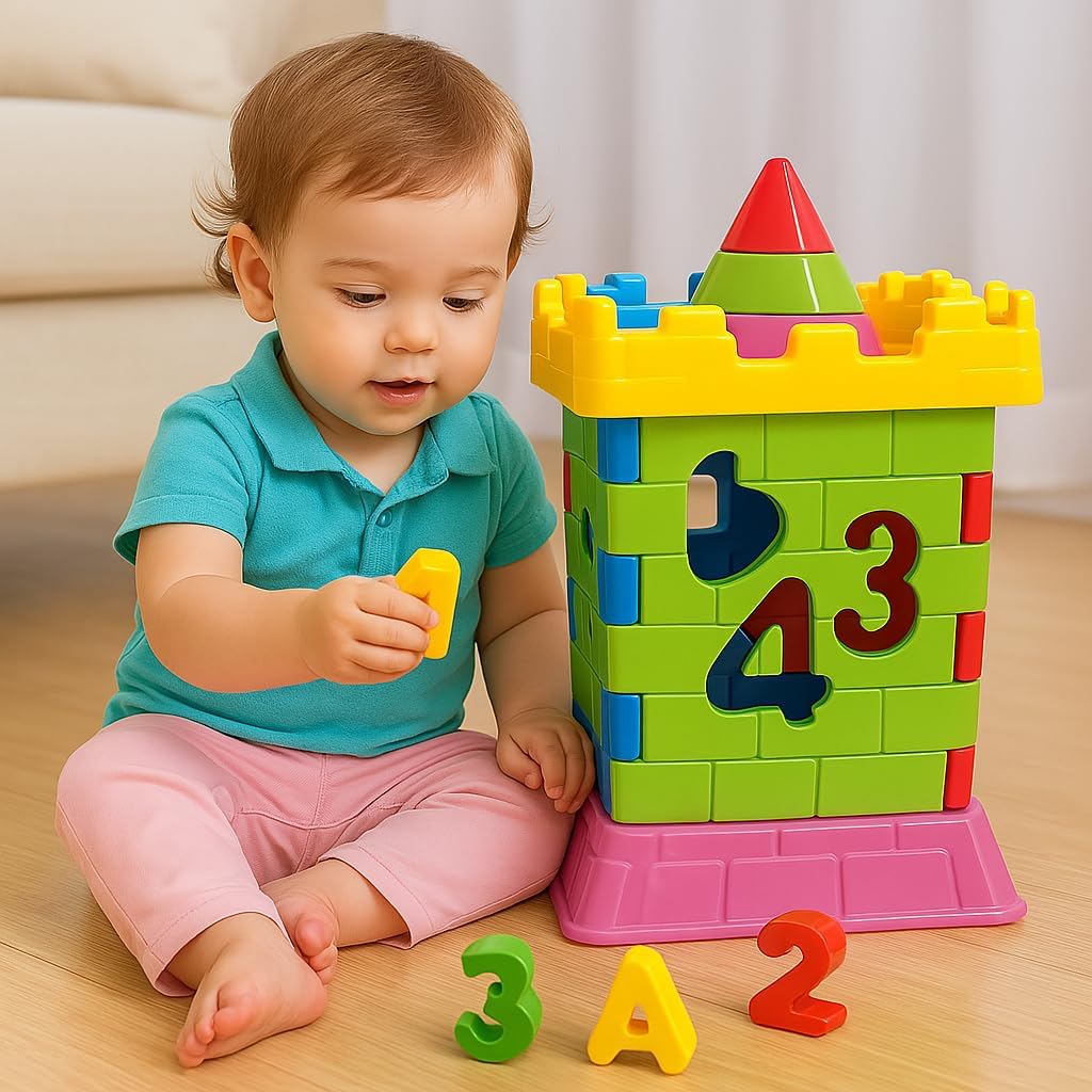 Castelo Didático Educativo Infantil com Peças de Encaixe Letras Números e Formas Coloridas para Montar e Desmontar - Imagem 8