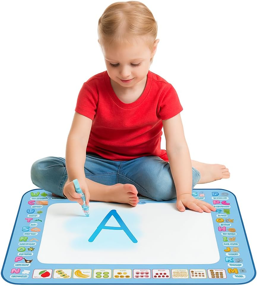Tapete Mágico Infantil para Desenho com Água, 80x60cm, Inclui Canetas e Moldes, Educativo e Reutilizável, Sem Químicos, Ideal para Crianças