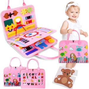 Placa de Montessori Sensorial para Crianças Maleta Educativa Brinquedo (Rosa)