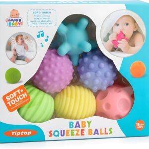 Kit de Bolas Sensoriais para Bebê – Texturas Educativas, Estímulo Motor e Cores Suaves – Silicone Macio – Aprendizado e Diversão a Partir de 18 Meses