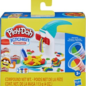 Play-Doh Massinha de Modelar Infantil, Kitchen Creations Macarrão Mágico, conjunto de massinha com acessórios e 2 potes de massa colorida, presente para crianças acima de 3 anos