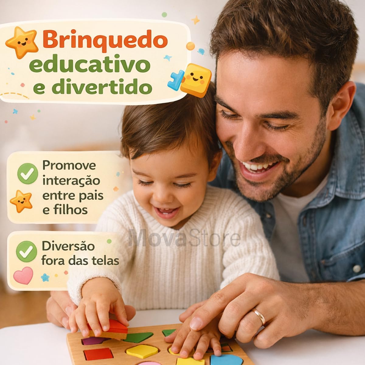 Tabuleiro Educativo 3 em 1 Alfabeto Números e Formas Geométricas Brinquedo Pedagógico de Madeira Infantil Kit Jogo de Encaixe Lúdico - Imagem 3