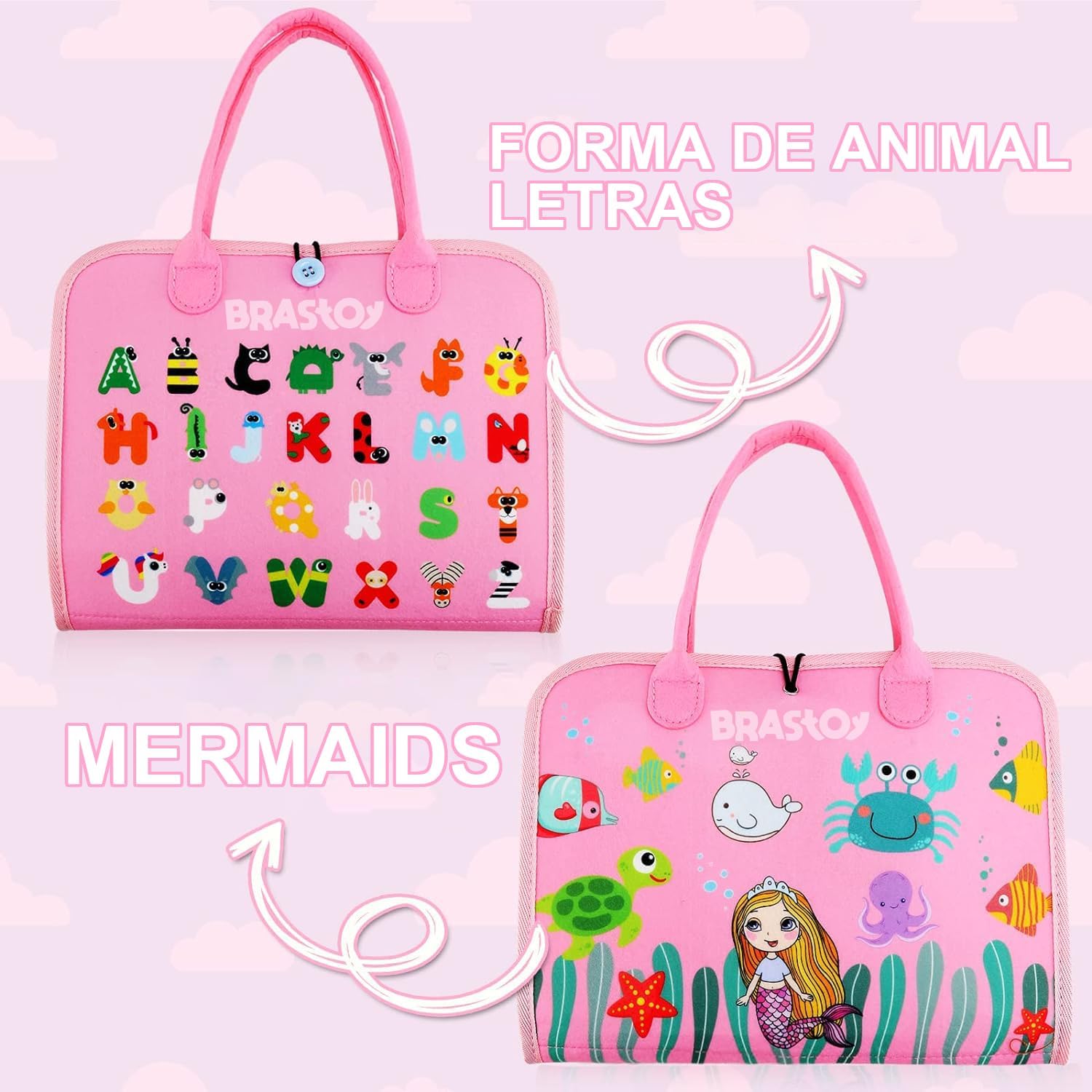 Placa de Montessori Sensorial para Crianças Maleta Educativa Brinquedo (Rosa) - Imagem 3