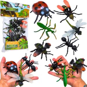 Kit 6 Insetos de Borracha Grandes Enormes Gigantes Educativas Brinquedo Infantil Lembrancinha Aniversário Abelha Libérula Formiga Gafanhoto Joaninha - TYDA