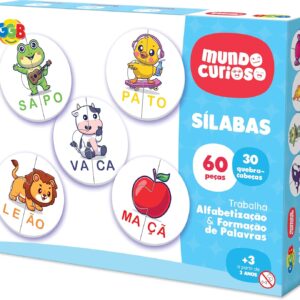 Jogo Sílabas 60 Peças 30 Quebra-Cabeça GGB Plast
