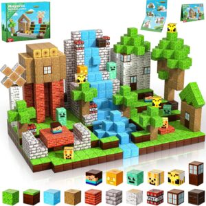 ToyUnited Blocos Magnéticos - 100 Peças De Blocos De Construção Magnéticos, Brinquedos De Cubo Magnético Empilháveis, Conjunto De Construção De Mundo Florestal, Brinquedos Sensoriais Stem Montessori