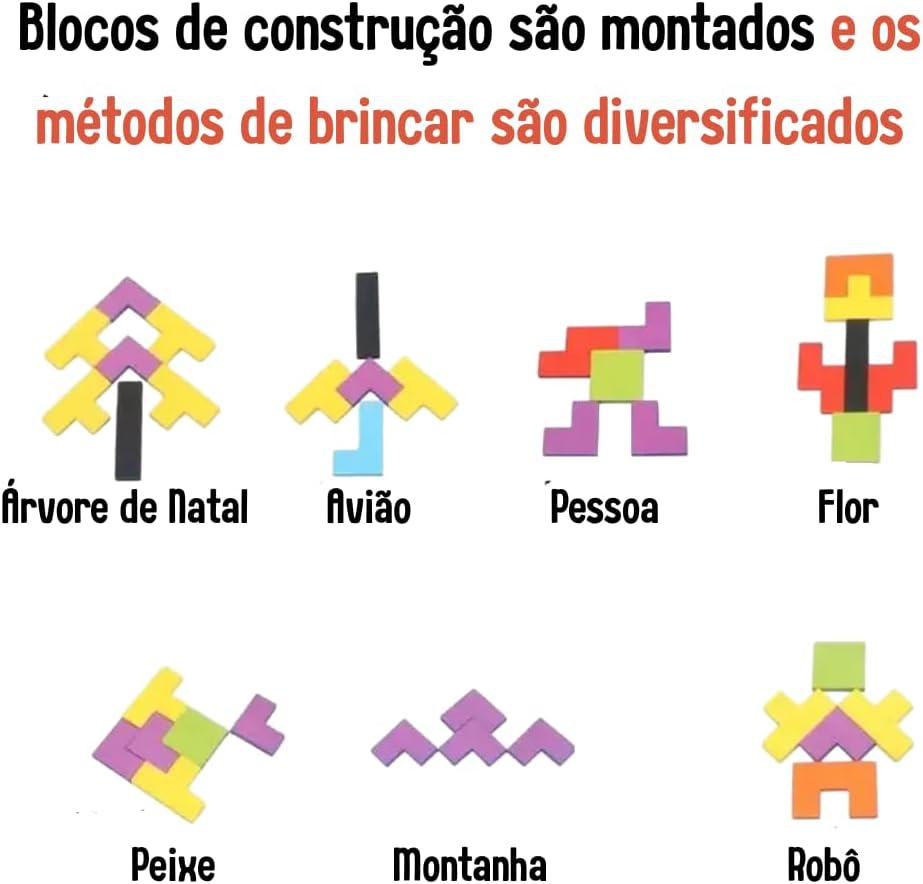 Quebra-Cabeça de Madeira Infantil Educativo – Puzzle de Raciocínio Lógico e Coordenação Motora – Brinquedo Pedagógico para Crianças - Imagem 3
