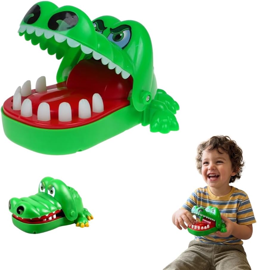 Brinquedo Crocodilo Morde Dedo Jacaré Dentista Jogo Infantil Aperta o Dente de Mesa Interativo Diversão para Crianças a partir de 5 Anos