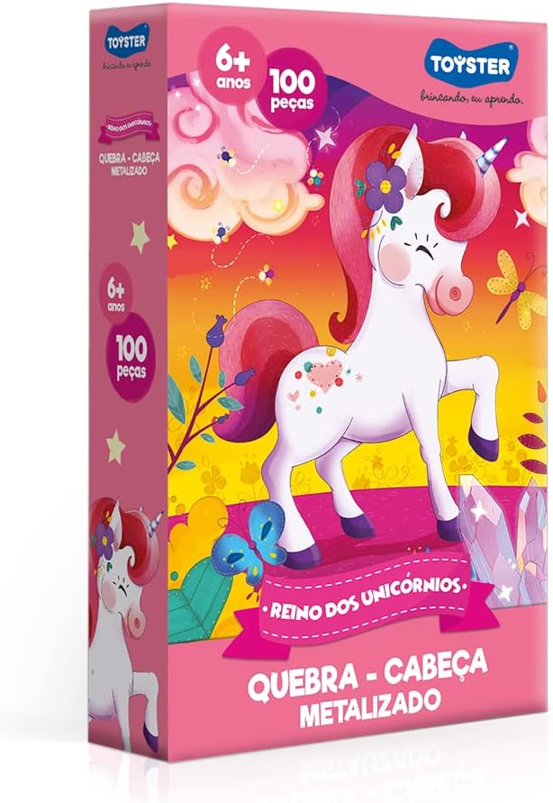 Toyster - Quebra Cabeça: Reino dos Unicórnios - 100 peças Metalizadas