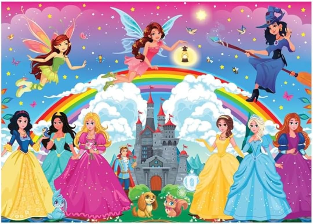 Quebra-Cabeça Infantil 300 Peças, Tema Princesas e Fadas, Colorido, para Crianças acima de 7 anos, Castelo Encantado - Imagem 3