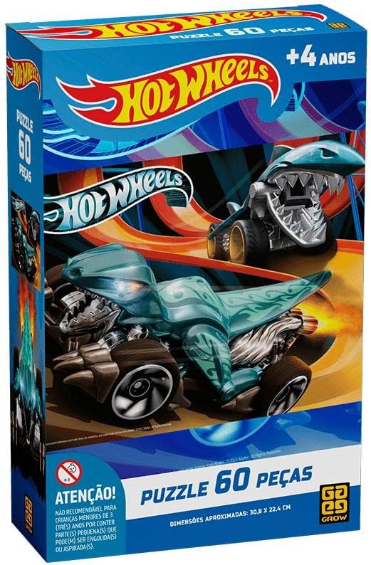 Quebra-cabeça, Grow, Hot Wheels, 60 Peças