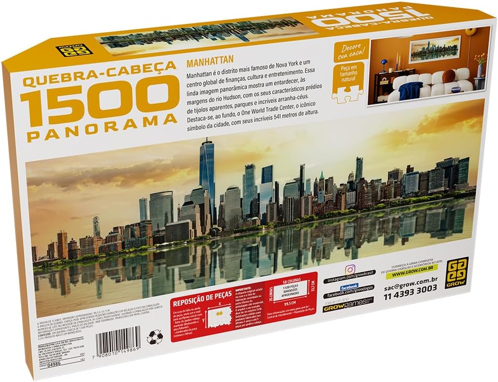 Quebra Cabeça 1500 Peças PANORAMA - MANHATTAN -Grow - Imagem 3