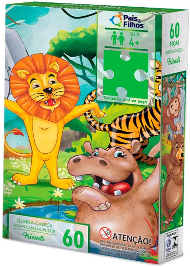 Pais & Filhos | Quebra-Cabeça Infantil Friends 60 Peças | Educativo 4+ Anos | Desenvolve Coordenação e Raciocínio | Puzzle Colorido