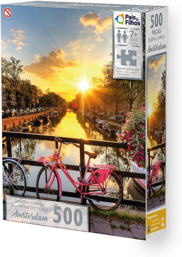 Pais & Filhos | Quebra‑cabeça Amsterdam 500 peças | Paisagem da Holanda para Adultos e Crianças | Jogo de Montar, Presente, Decoração e Raciocínio