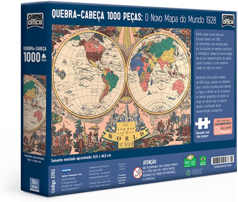 Toyster - Quebra-cabeça: O Novo Mapa do Mundo: 1928-1000 peças - Game Office - Imagem 2