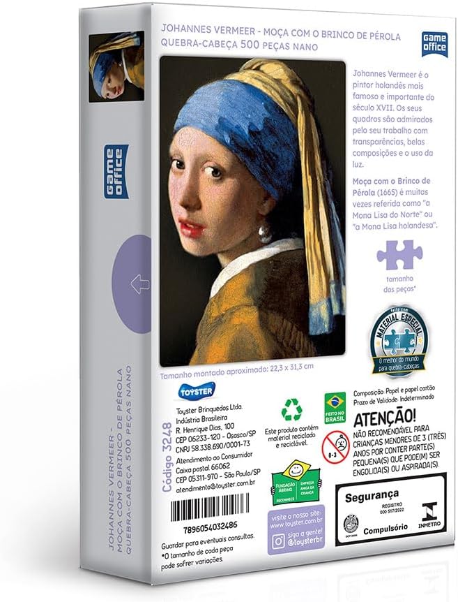 Toyster - Quebra-cabeça: Johannes Vermeer - Moça com Brinco de Pérola - 500 peças nano - Game Office - Imagem 2
