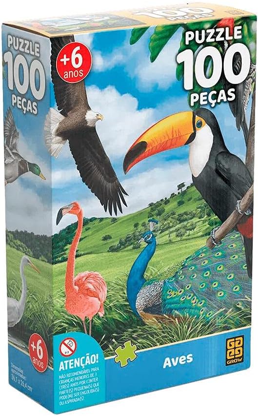 Quebra-cabeça 100 peças Aves - Grow