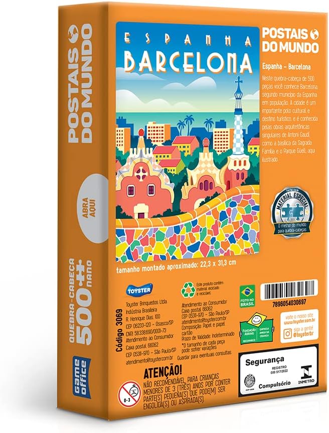 Toyster - Quebra-cabeça: Postais do Mundo - Espanha - Barcelona - 500 peças nano - Game Office - Imagem 2