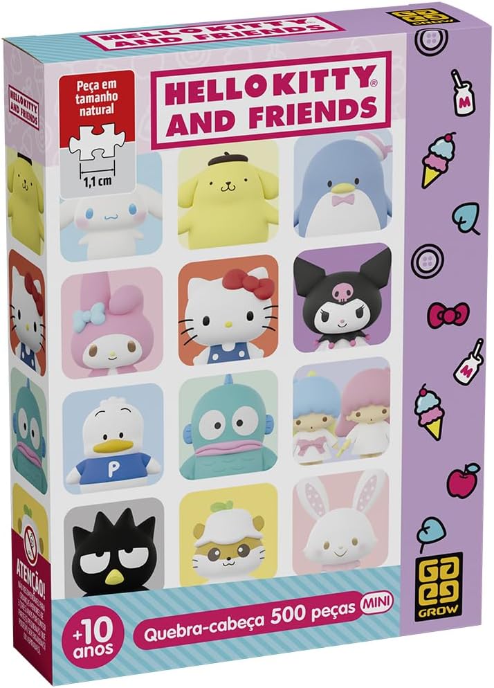 Quebra Cabeças 500 Peças MINI - HELLO KITTY E AMIGOS - Grow
