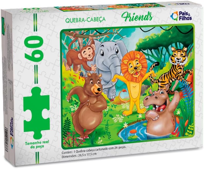 Pais & Filhos | Quebra-Cabeça Infantil Friends 60 Peças | Educativo 4+ Anos | Desenvolve Coordenação e Raciocínio | Puzzle Colorido - Imagem 2