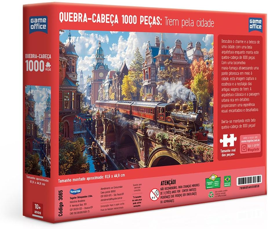 Toyster - Quebra-cabeça: Trem pela cidade - 1000 peças - Game Office - Imagem 2