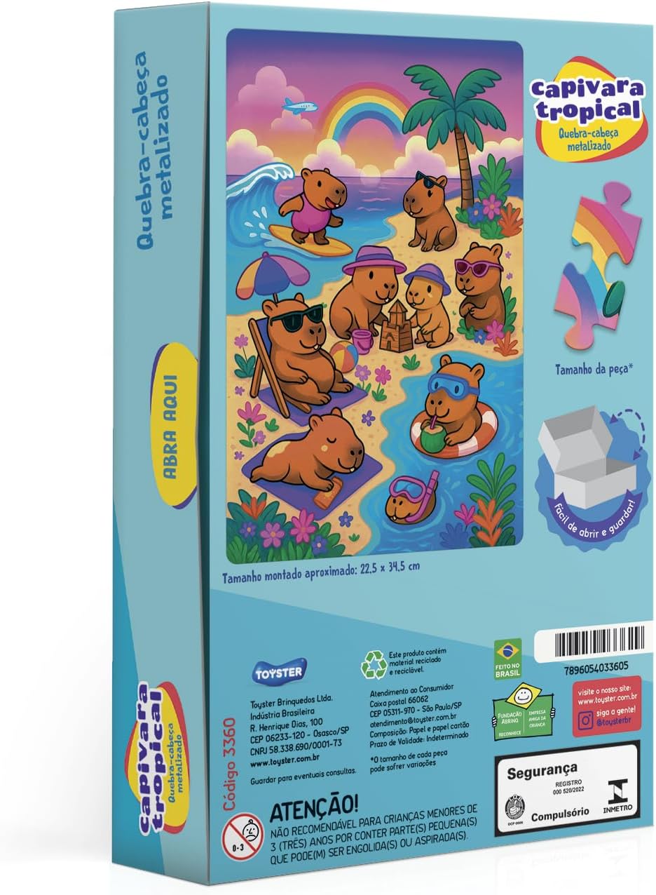 Toyster - Quebra-Cabeça - Capivara Tropical - 100 peças - Metalizado - JAK - Imagem 2