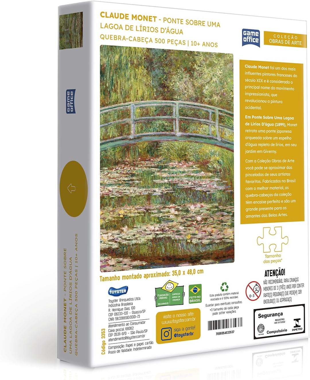 Toyster - Coleção Obras de Arte - Monet: A lagoa com lírios - Quebra-cabeça 500 peças - Game Office - Imagem 2